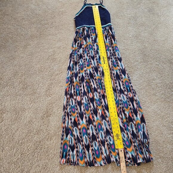 Xhilaration Blue Knit Top Aztec Multi Color Bottom Sleeveless Maxi Dress Size S - Picture 6 of 13